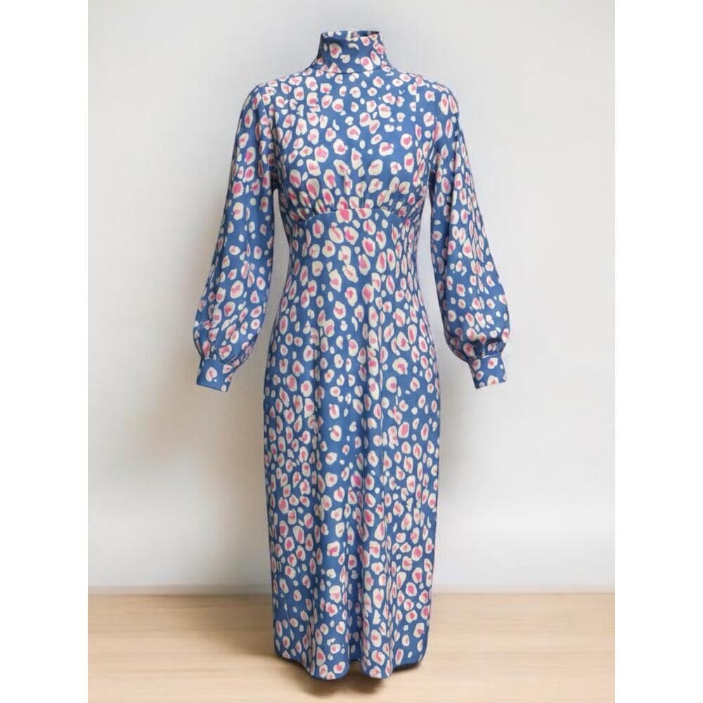 Never Fully Dressed Floral Abstract High Neck Midi Dress Size 12